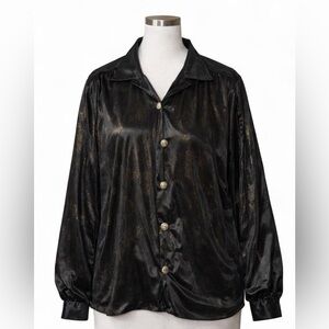 Joanna shimmery‎ black and gold button up